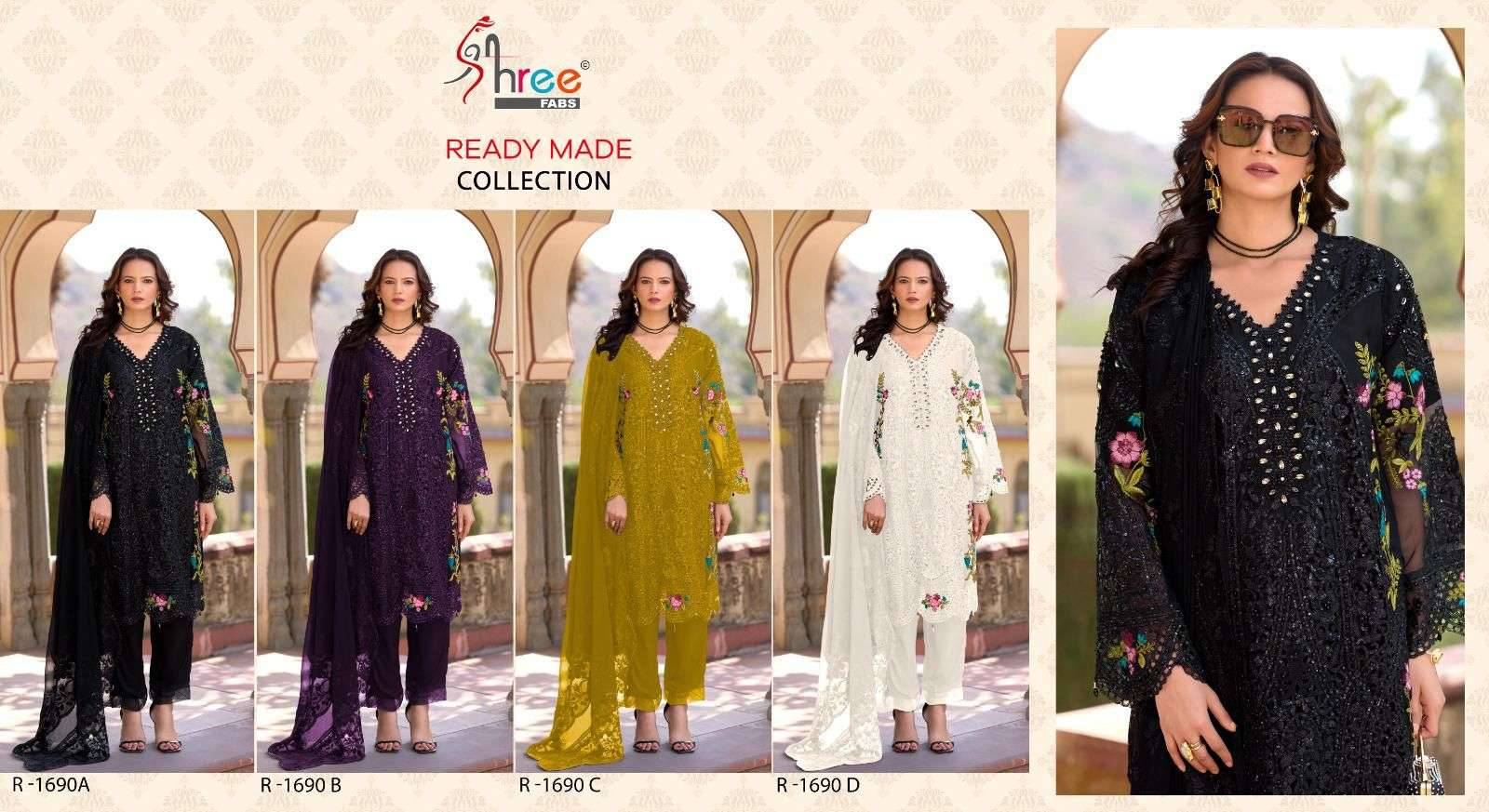 1690 Colors BY Shree fabs 1690 a TO 1690 d SERIES Pakistani Stylish Beautiful Colourful Printed & ragga chiffon readymade Dresses At Wholesale Price